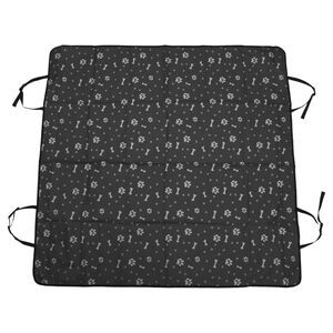 Durable Waterproof Car Seat Cover for Pet Bone Paw Pattern Black